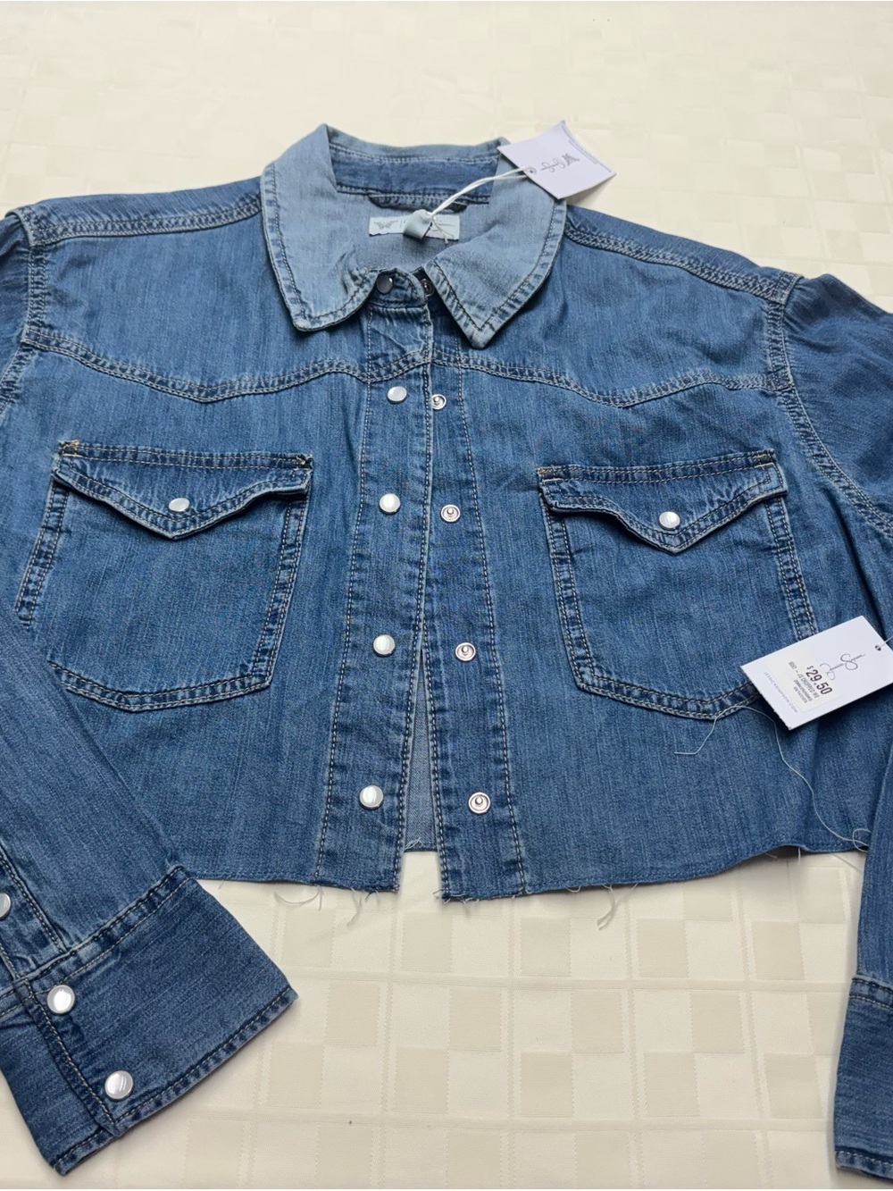 Jessica Simpson Light Blue Cropped Denim Jacket